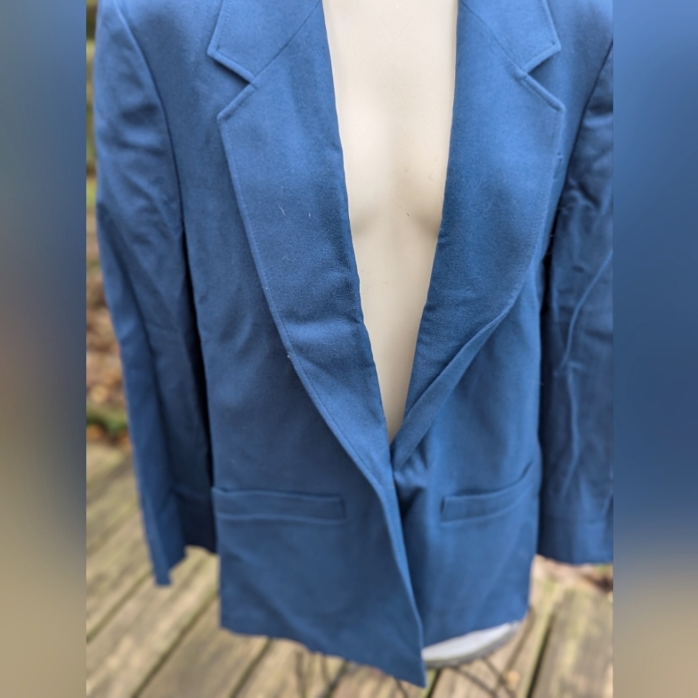 Vtg Pendleton Dark Blue Wool One Button Closure B… - image 1